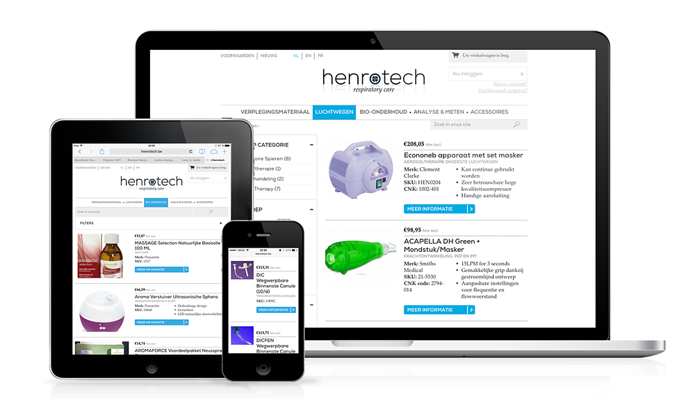 Webshop van Henrotech op verschillende schermen